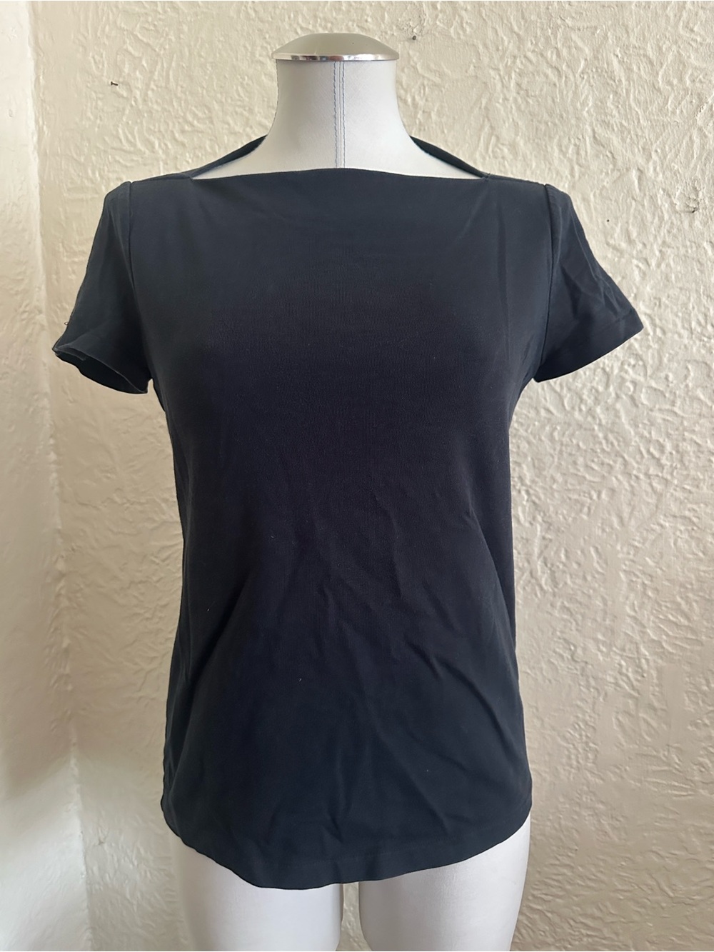 Kate Spade Saturday Black Boatneck Short Sleeve Knit Top Small